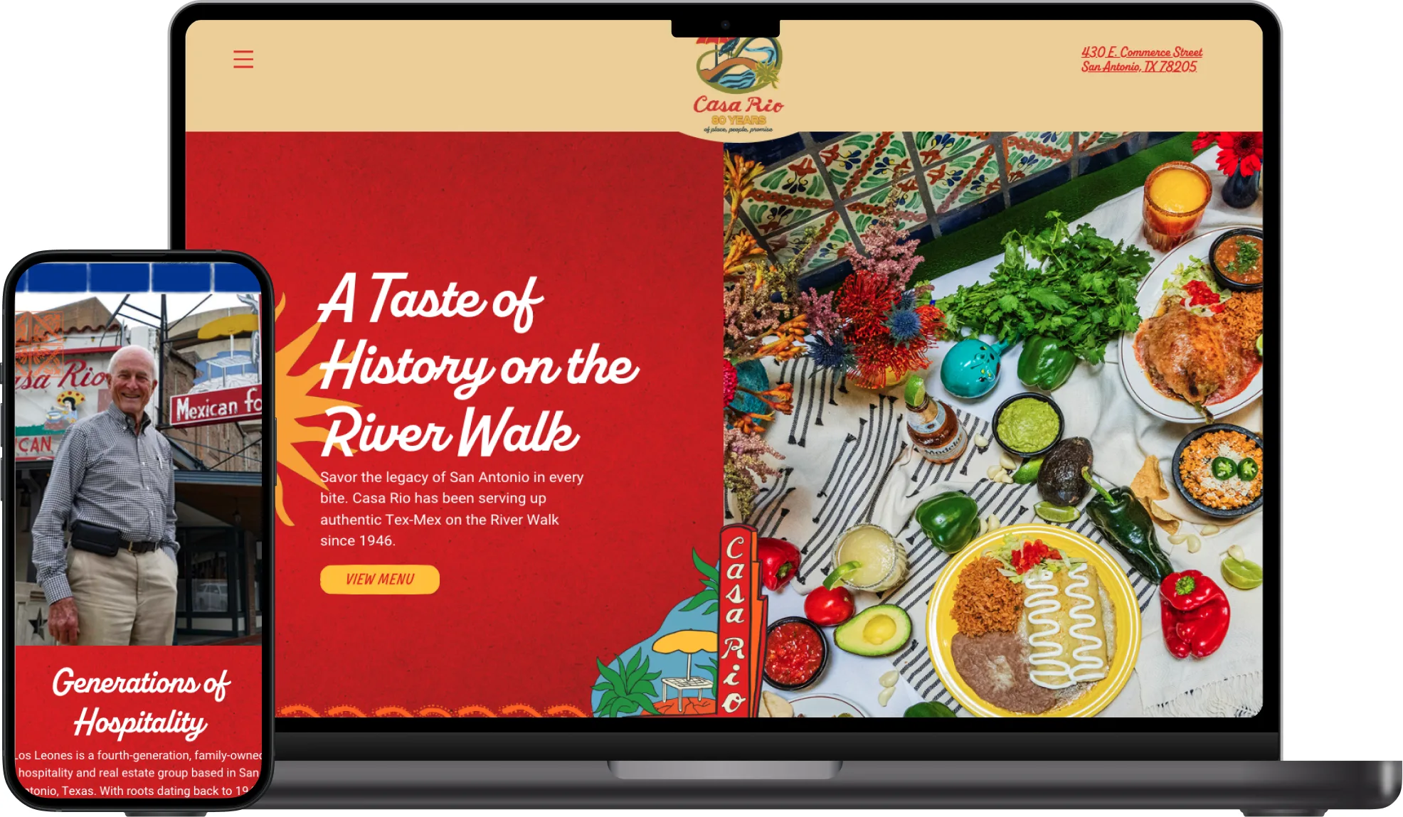 The redesigned Casa Rio website shown on a laptop and a phone