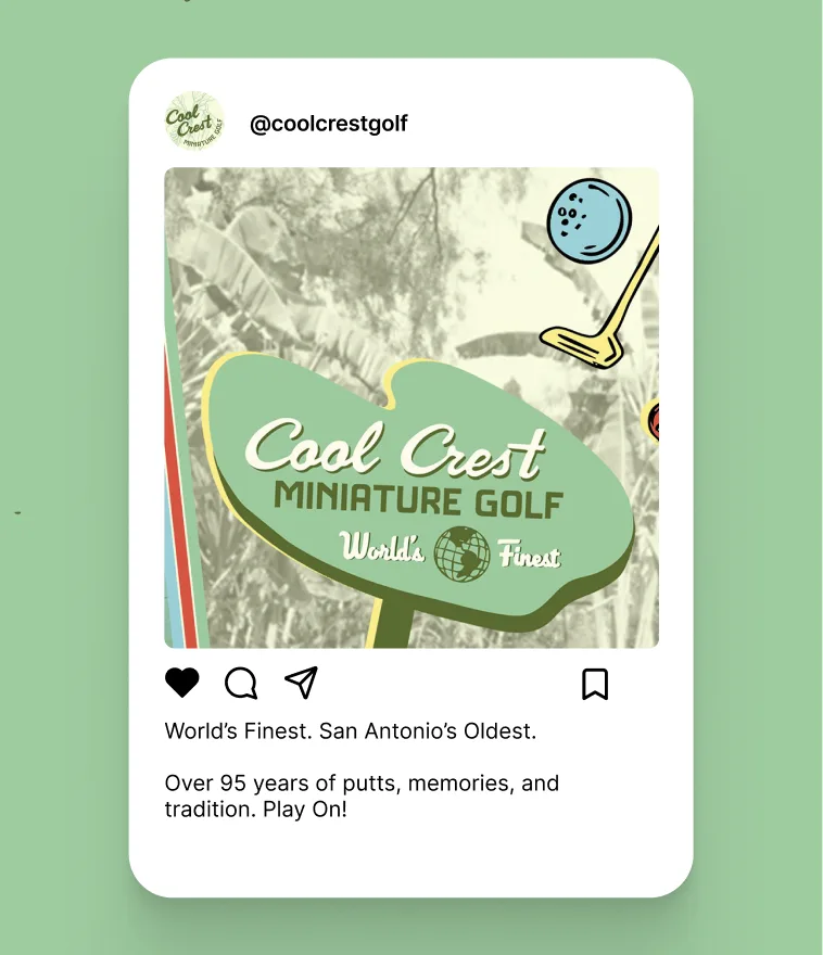 Cool Crest social post featuring the course and brand illustrations