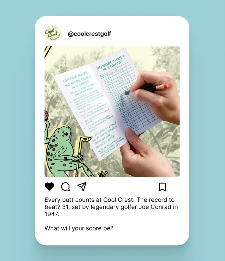 Cool Crest social post celebrating guests at the course
