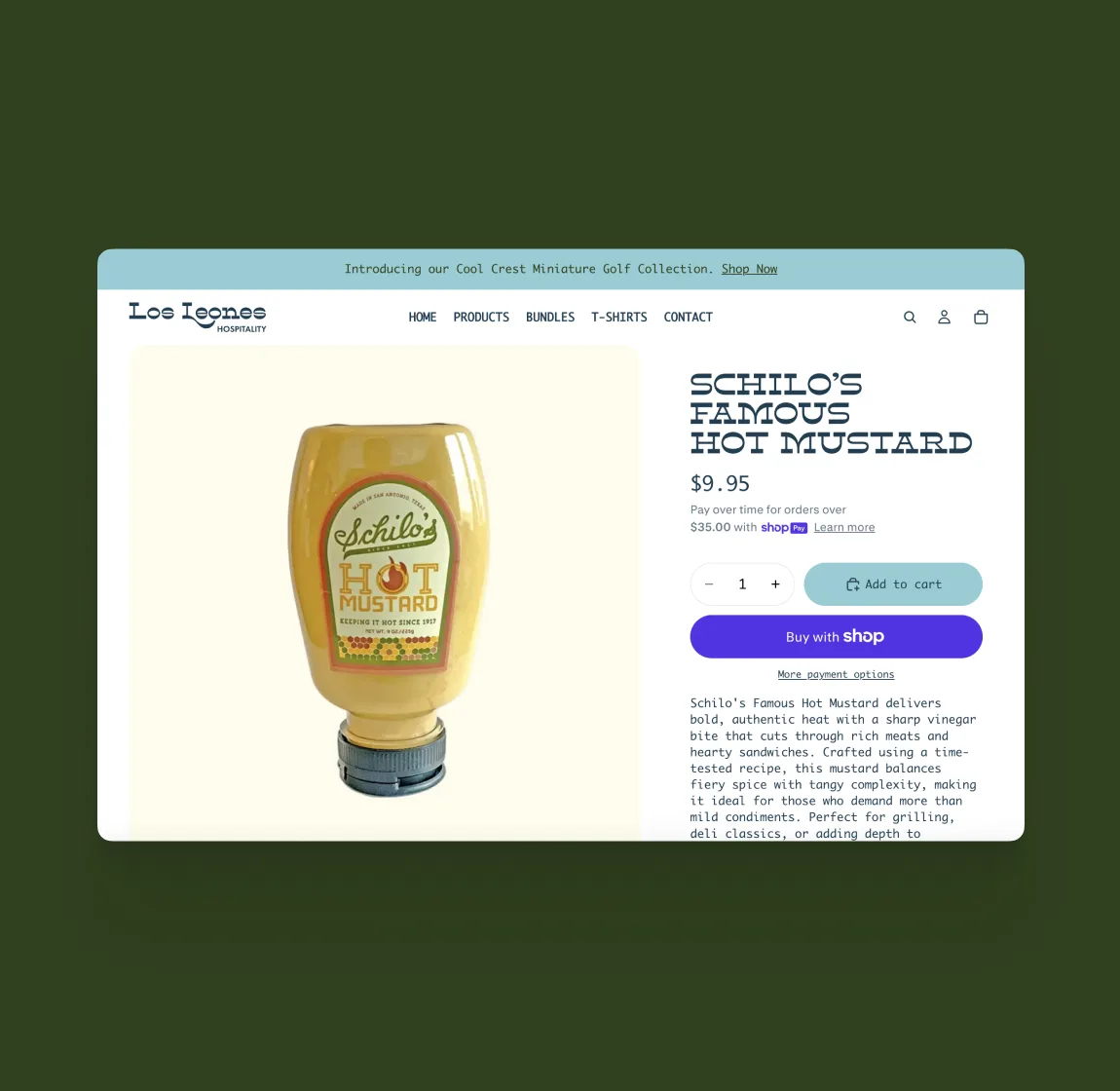 Los Leones online store product detail page