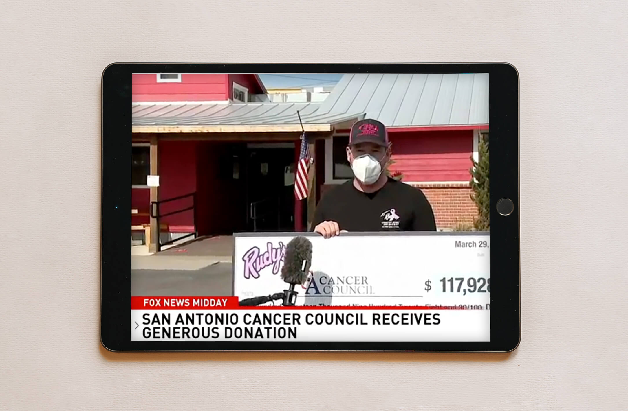 Rudy's Bar-B-Q and San Antonio Cancer Society donation PR event coverage