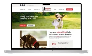 Puppy Food Bank nonprofit website design by Noisy Trumpet, DotComm Gold Winner